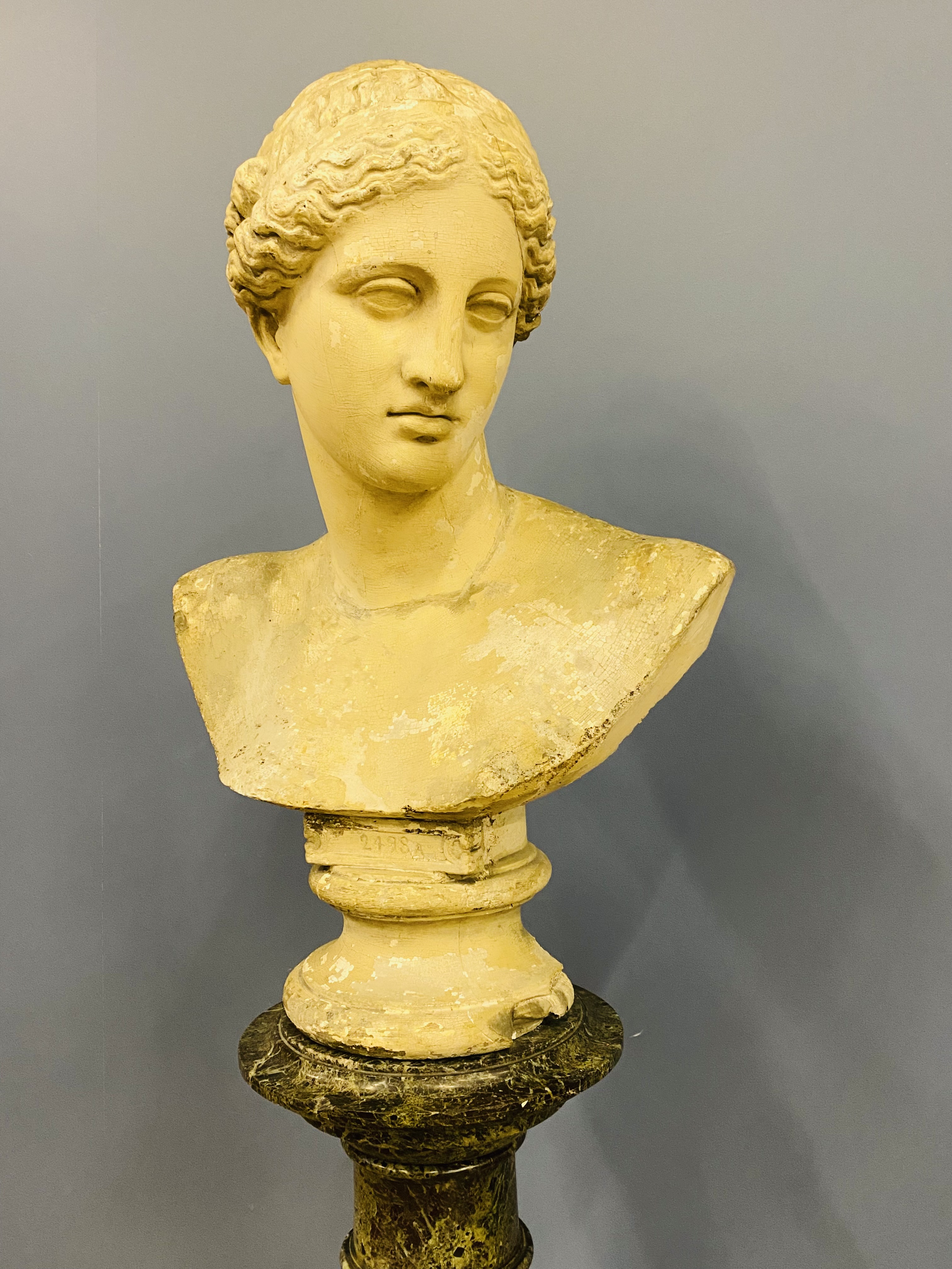 19th century plaster bust on marble column - Image 4 of 12