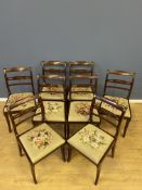 Eight regency style mahogany dining room chairs