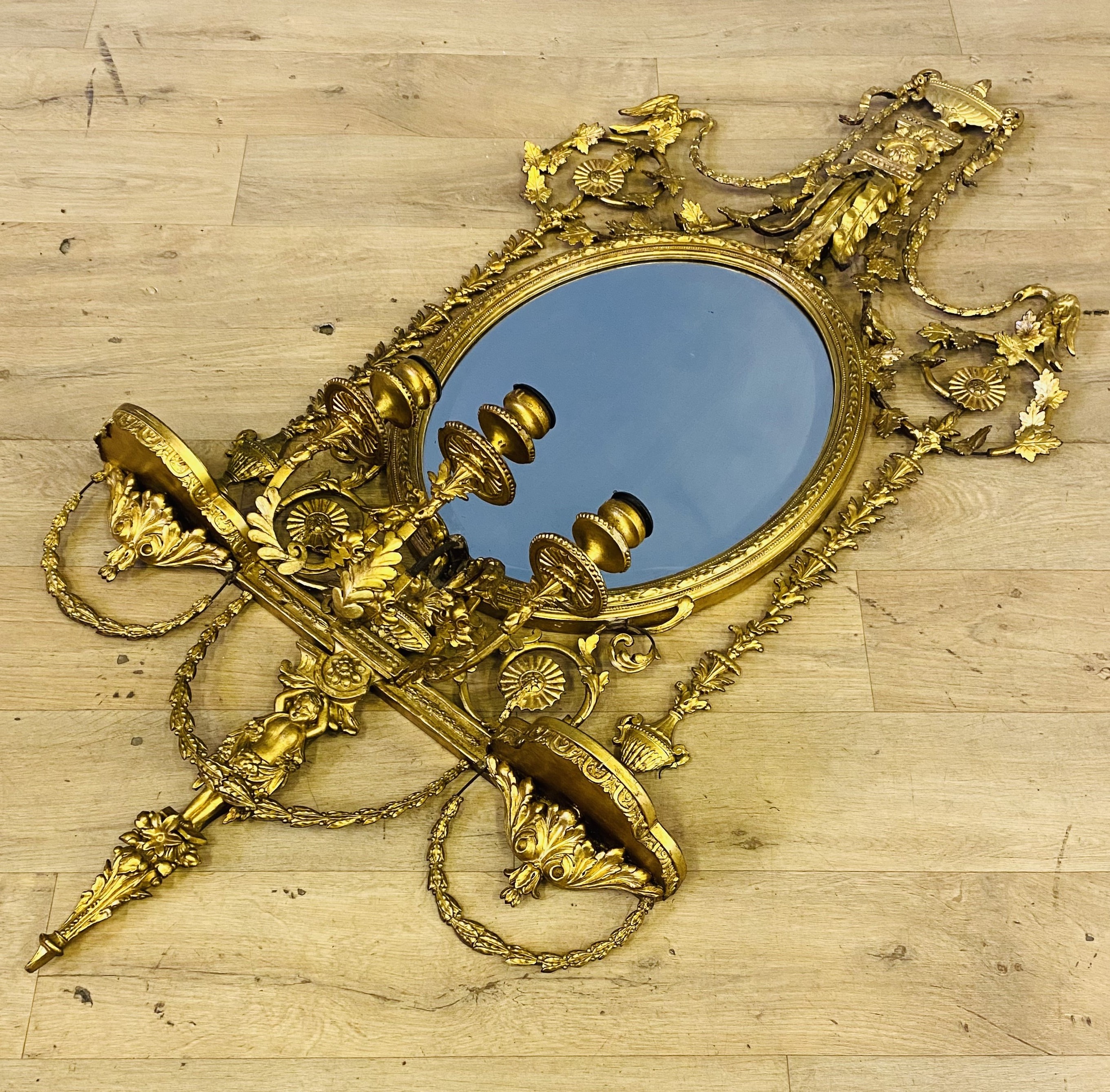 19th century gilt gesso girandole mirror