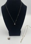 9ct gold necklace, ring and pendant necklace