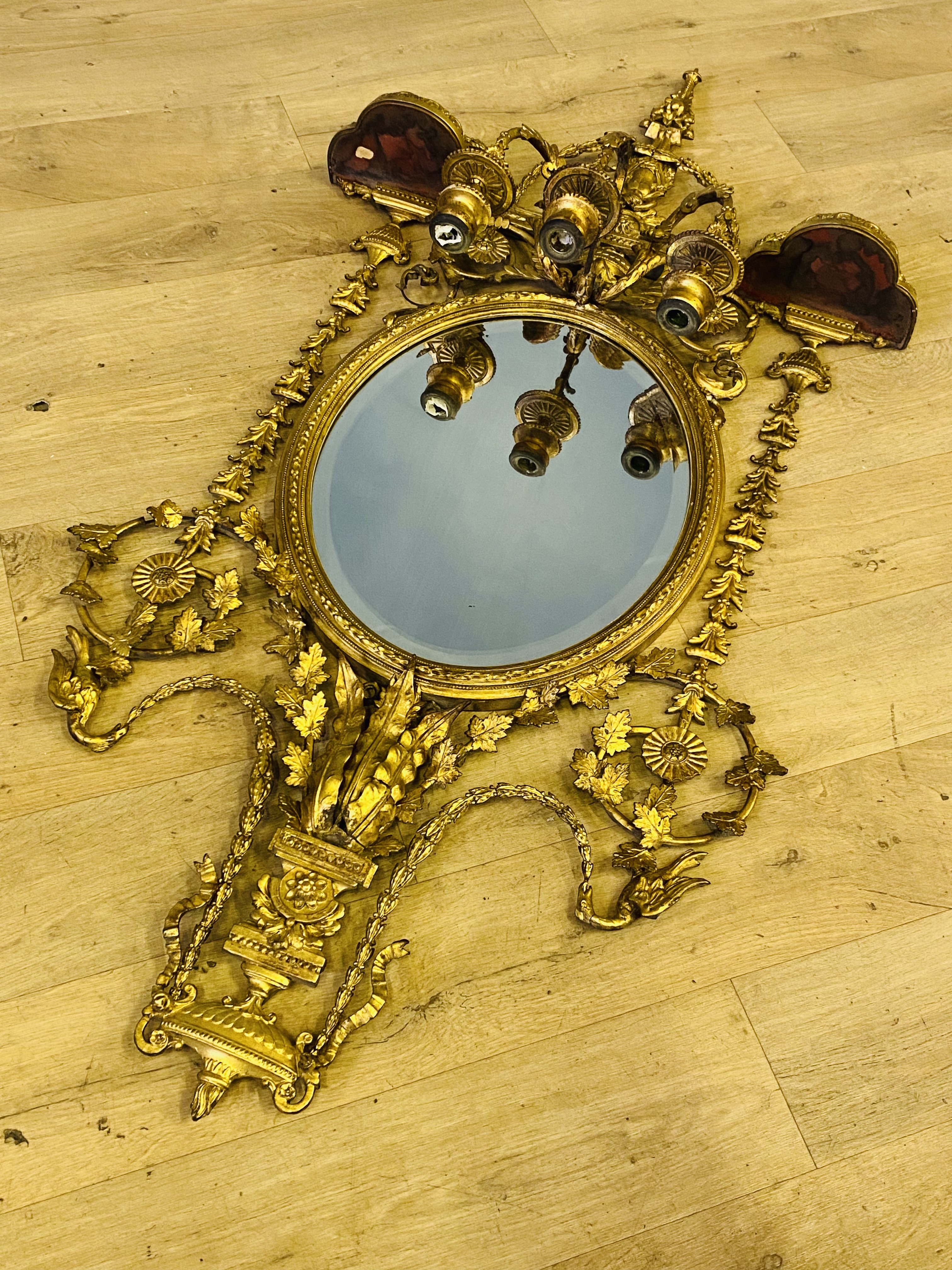 19th century gilt gesso girandole mirror - Image 4 of 9