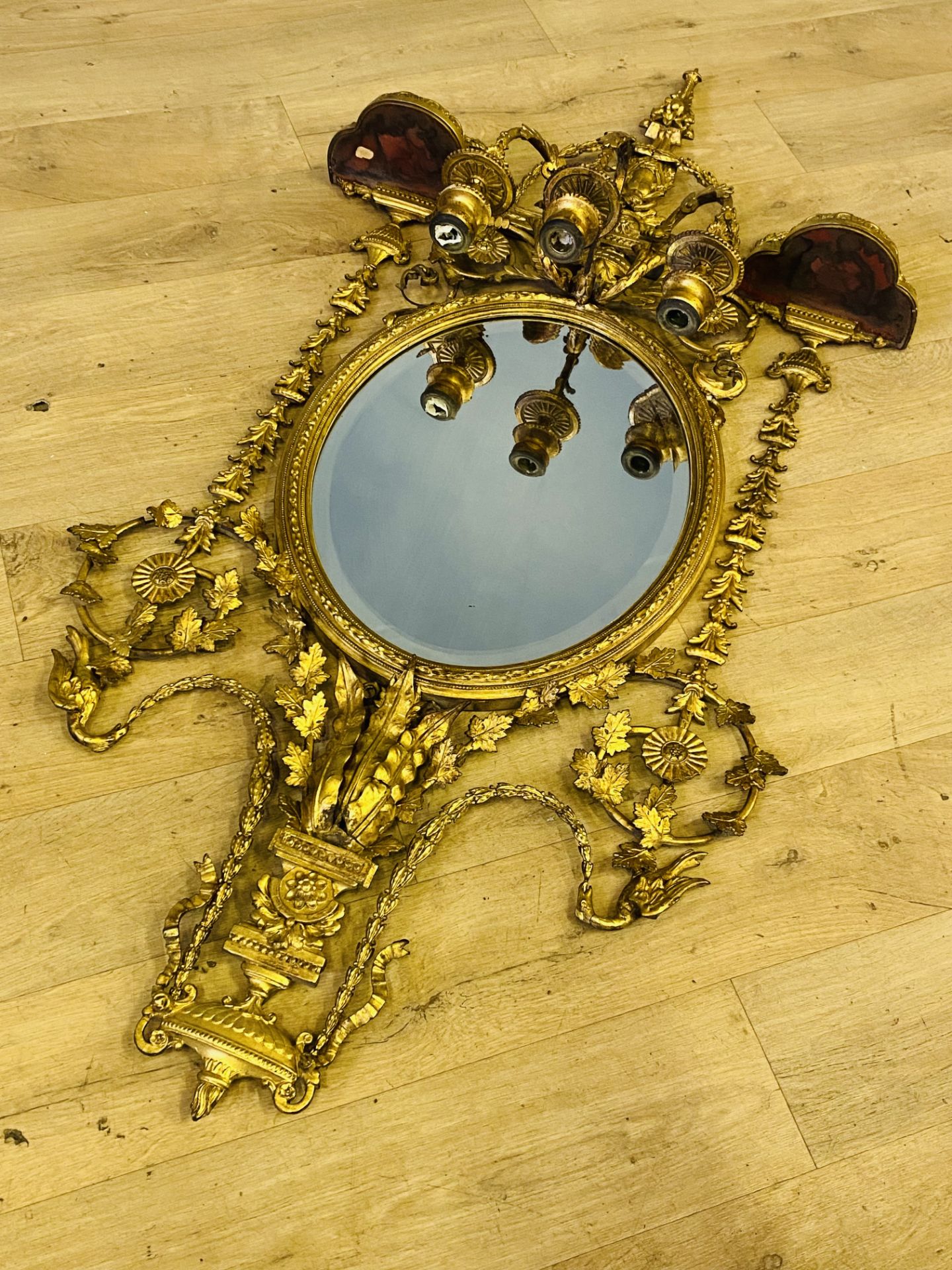 19th century gilt gesso girandole mirror - Bild 4 aus 9