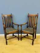 Pair of oak carver chairs