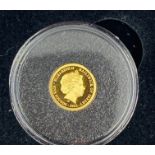 Platinum Jubilee half gram gold £5 coin, in box with Certificate of Authenticity.