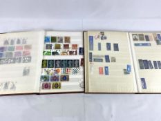 Two stock books with hundreds of registration labels, GB / Channel Island stamp collection.