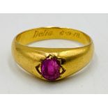 22ct gold ring set with a ruby