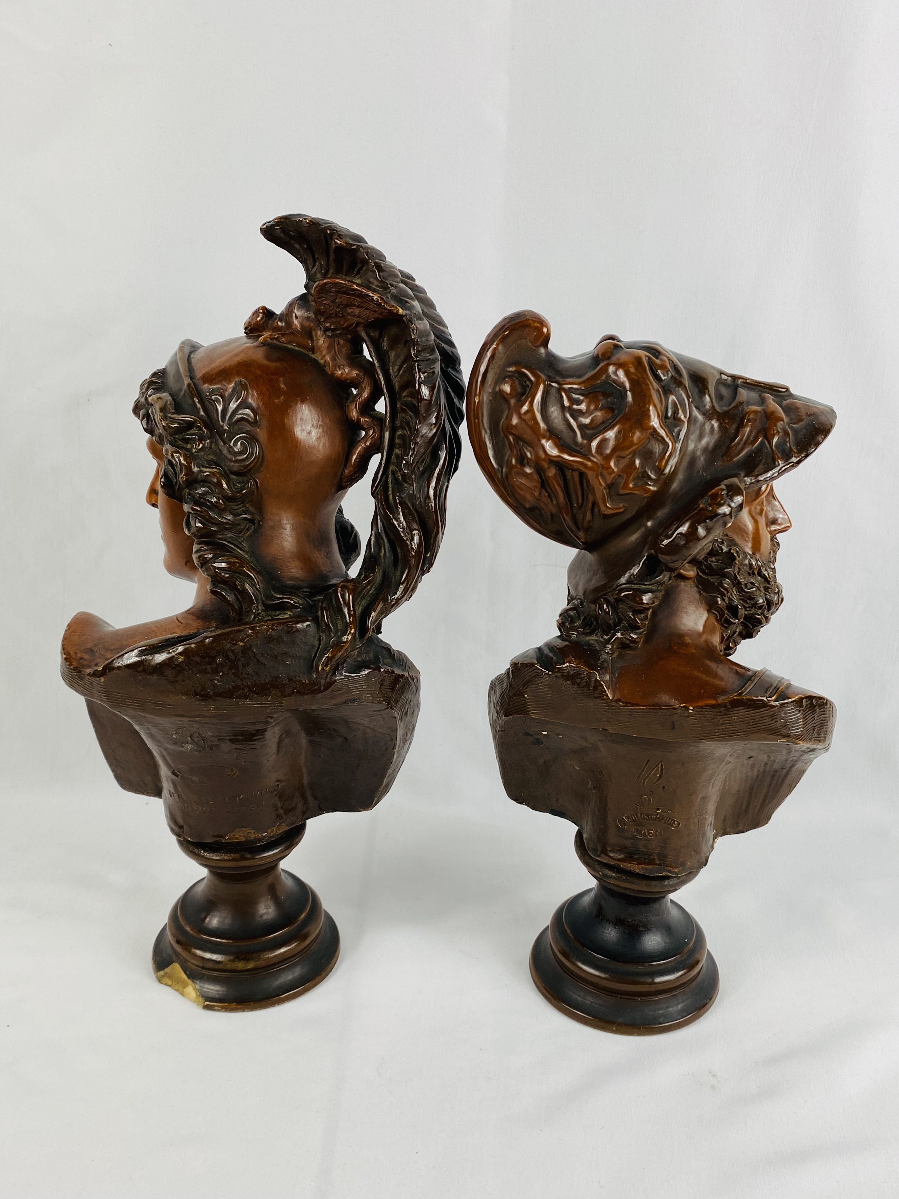 Two Austrian painted plaster busts - Image 3 of 4