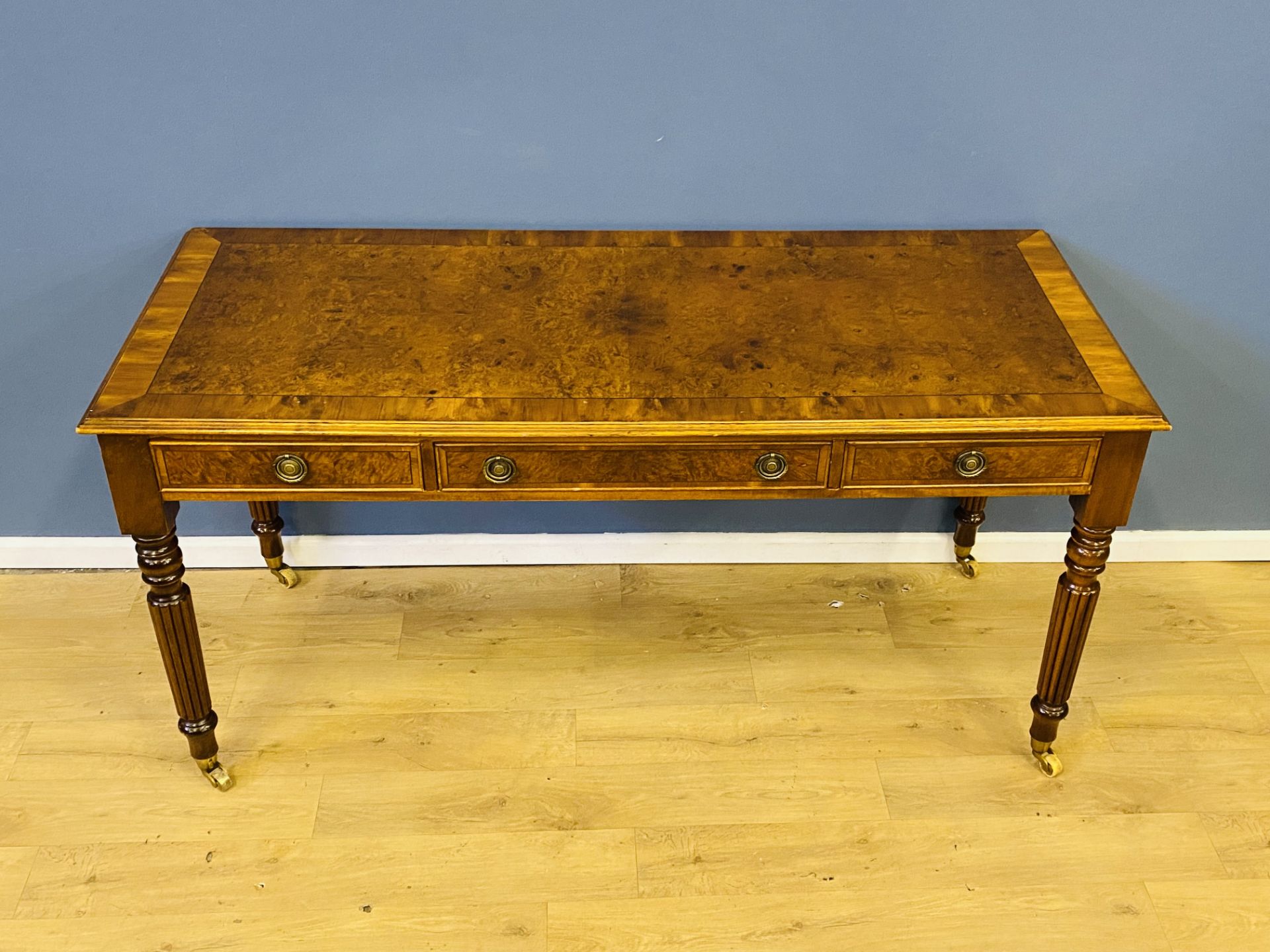 Reproduction burr walnut writing table