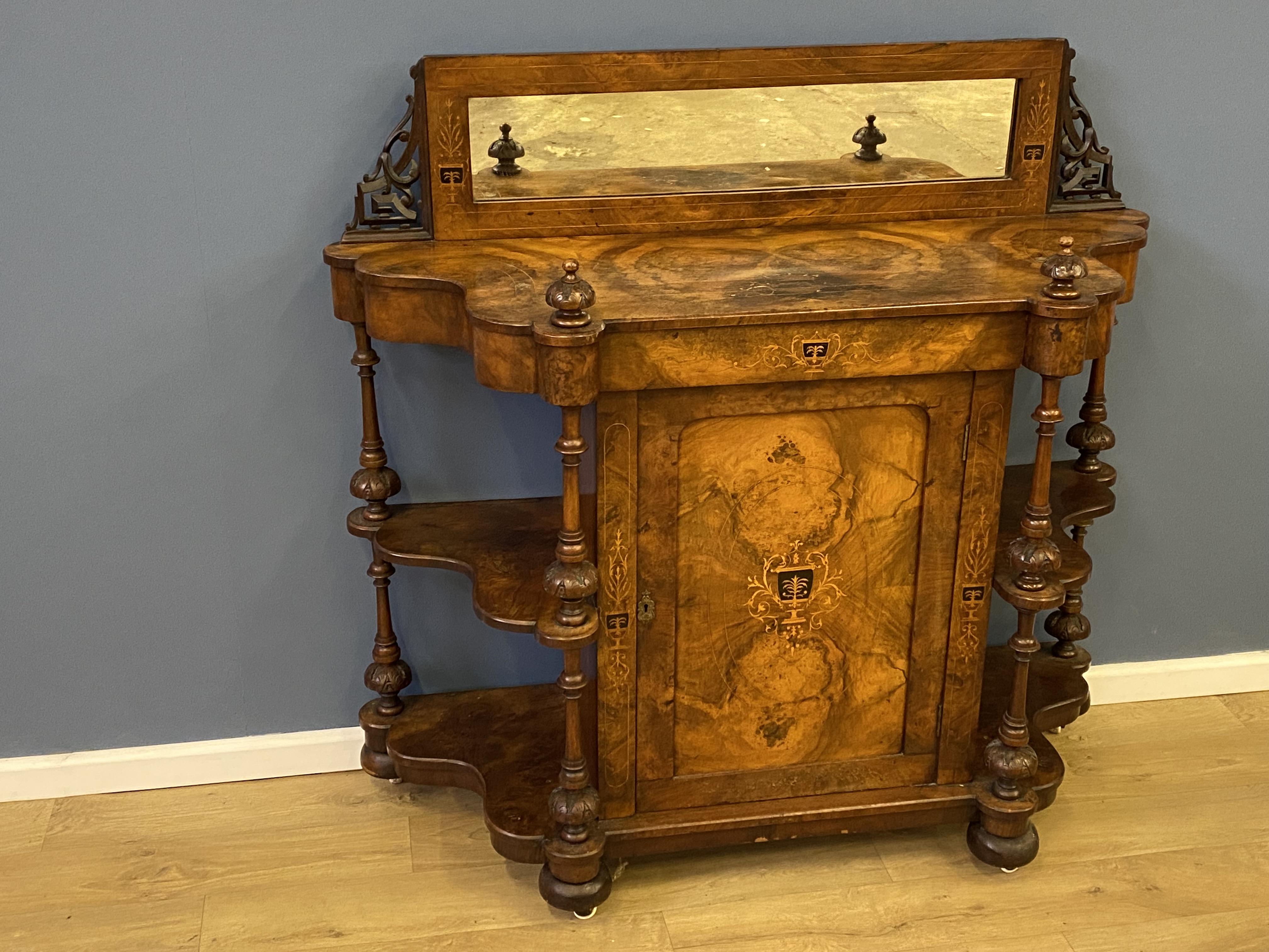Victorian carved walnut side cabinet