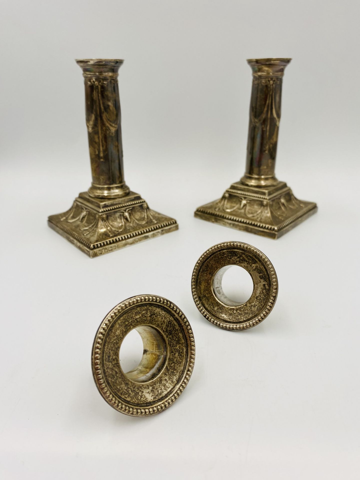 Pair of filled silver candlesticks - Image 5 of 5