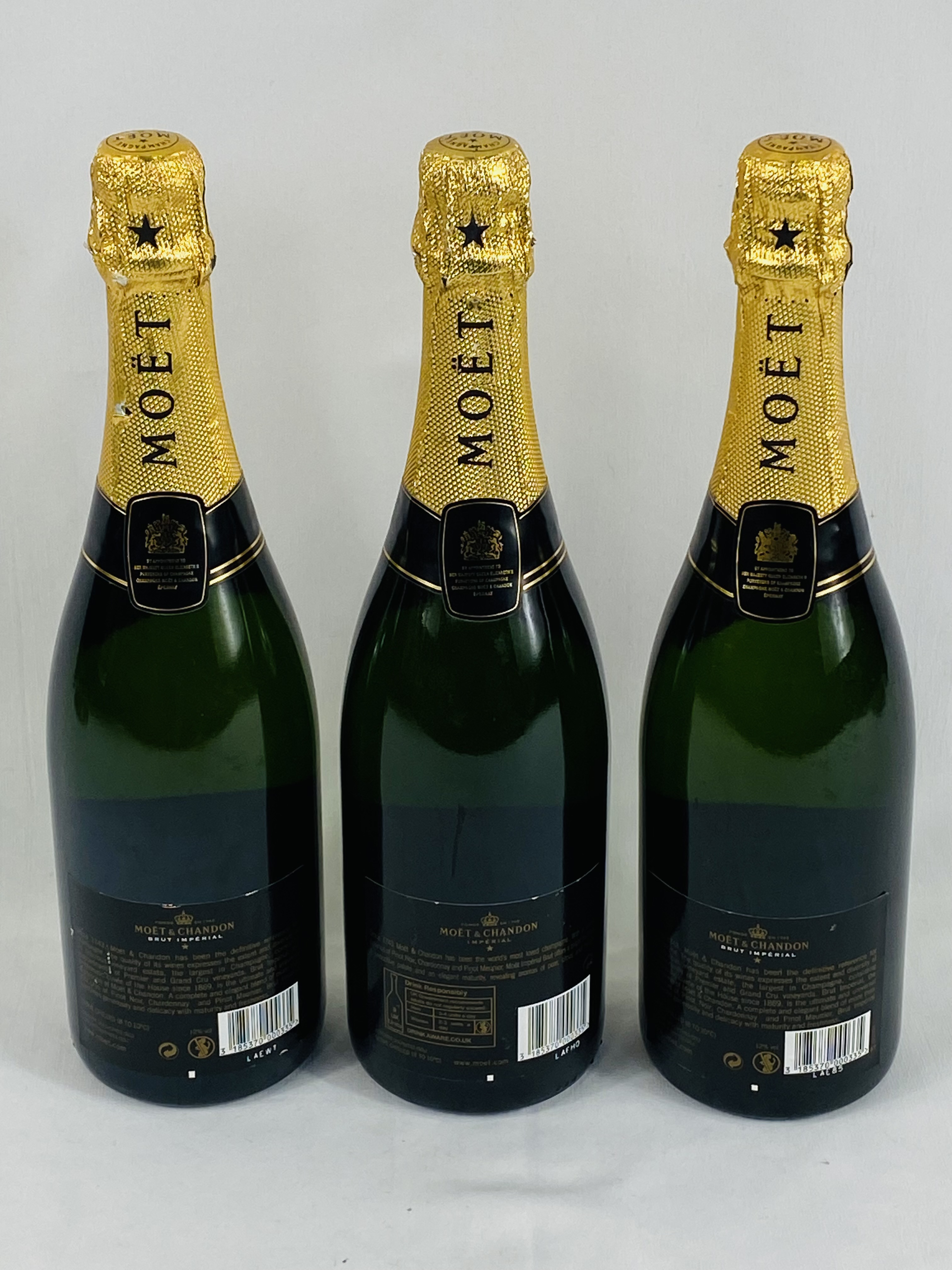 Three 75cl bottles of Moet & Chandon Brut Imperial Non Vintage Champagne. - Image 2 of 2