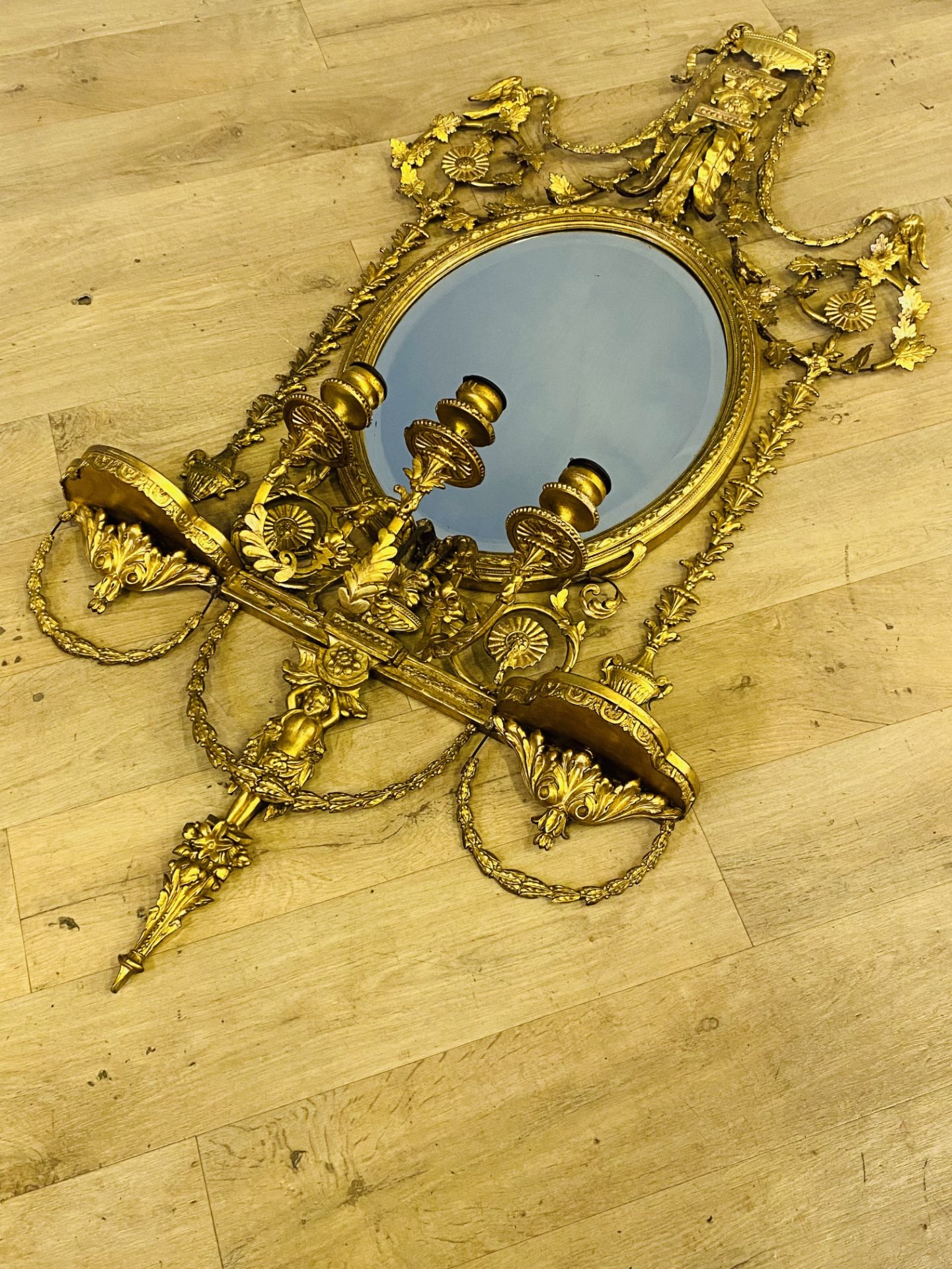 19th century gilt gesso girandole mirror - Bild 3 aus 9