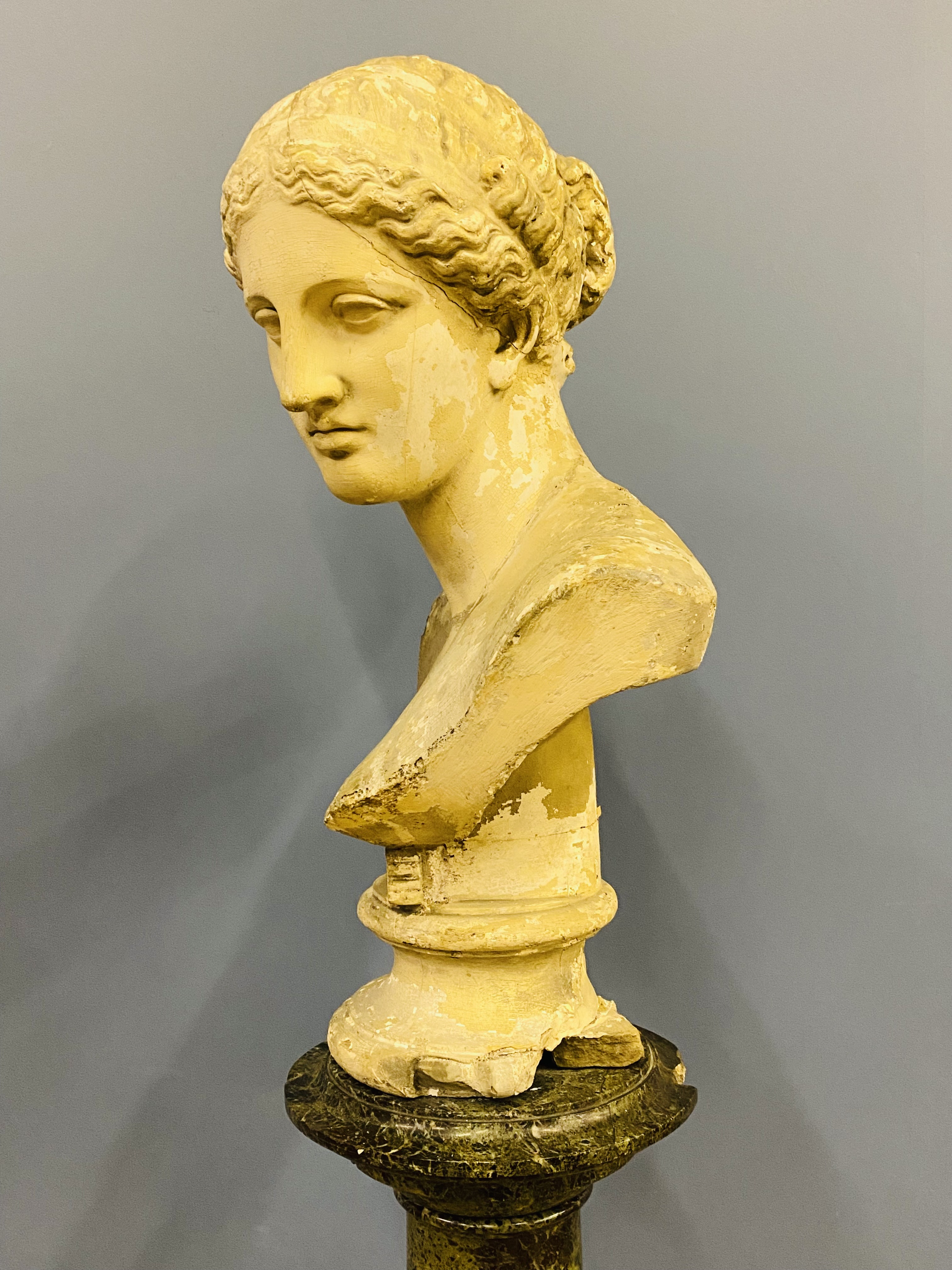 19th century plaster bust on marble column - Image 6 of 12