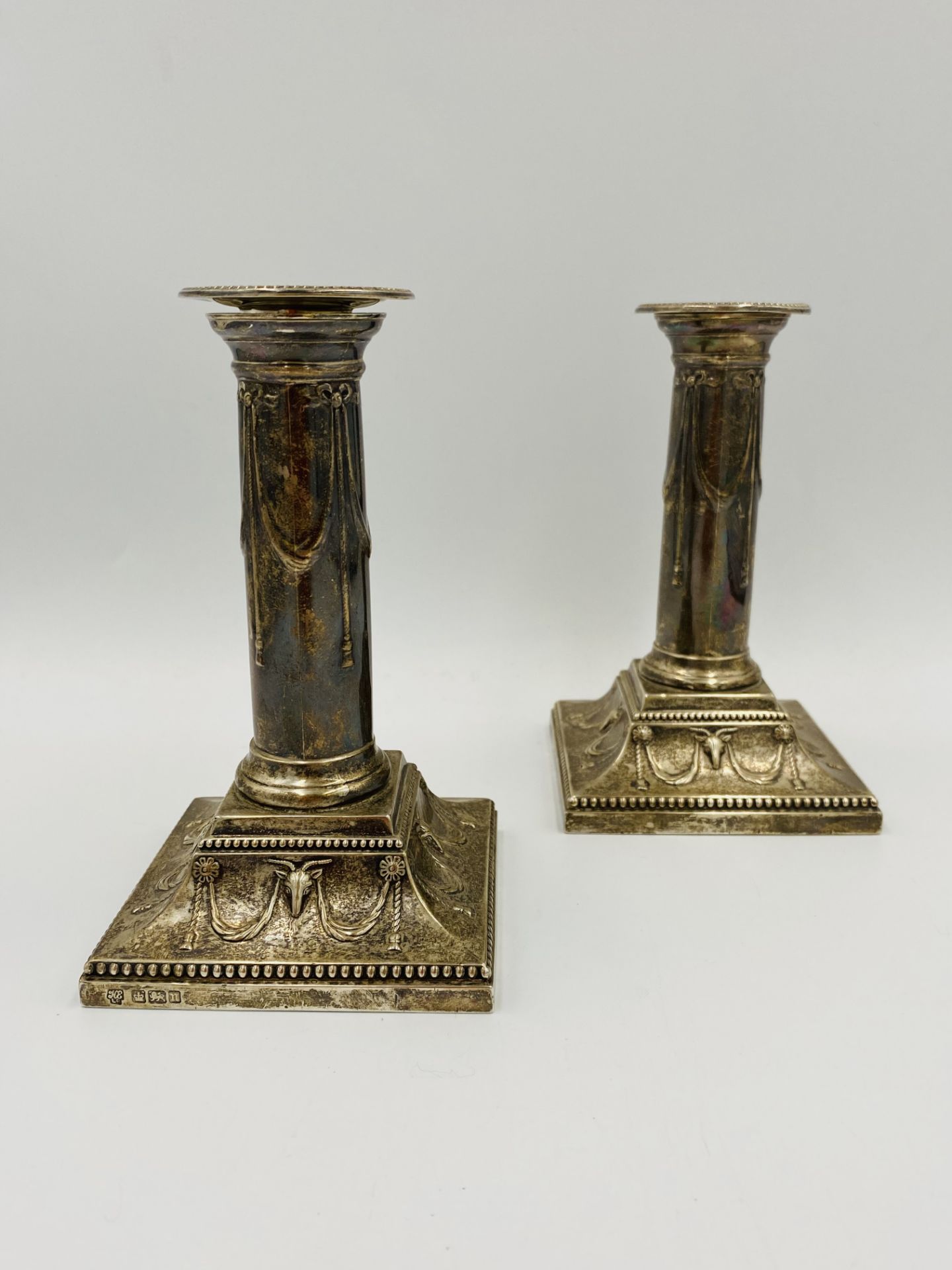 Pair of filled silver candlesticks - Image 2 of 5