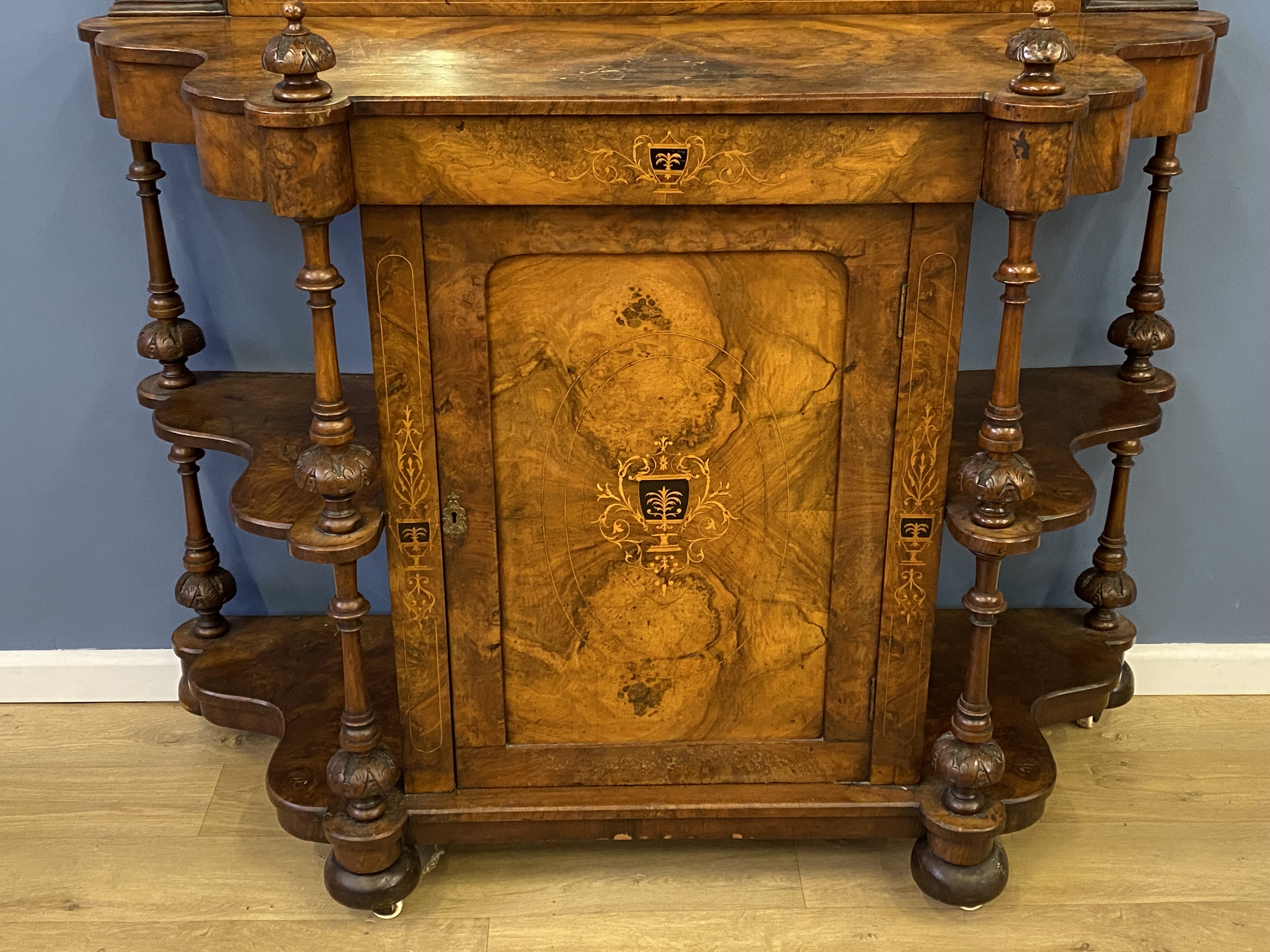 Victorian carved walnut side cabinet - Image 4 of 5