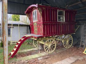 BURTON SHOWMAN'S WAGON estimated to have been built around 1910 to suit a single horse on iron tyres