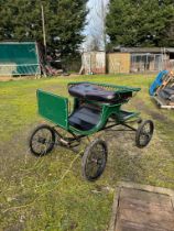 HACKNEY SHOW WAGON. Painted green with yellow lining.