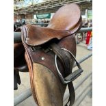 Child Stubben brown and suede saddle, 16"