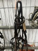 Two full size bridles: one snaffle, one gag without reins.