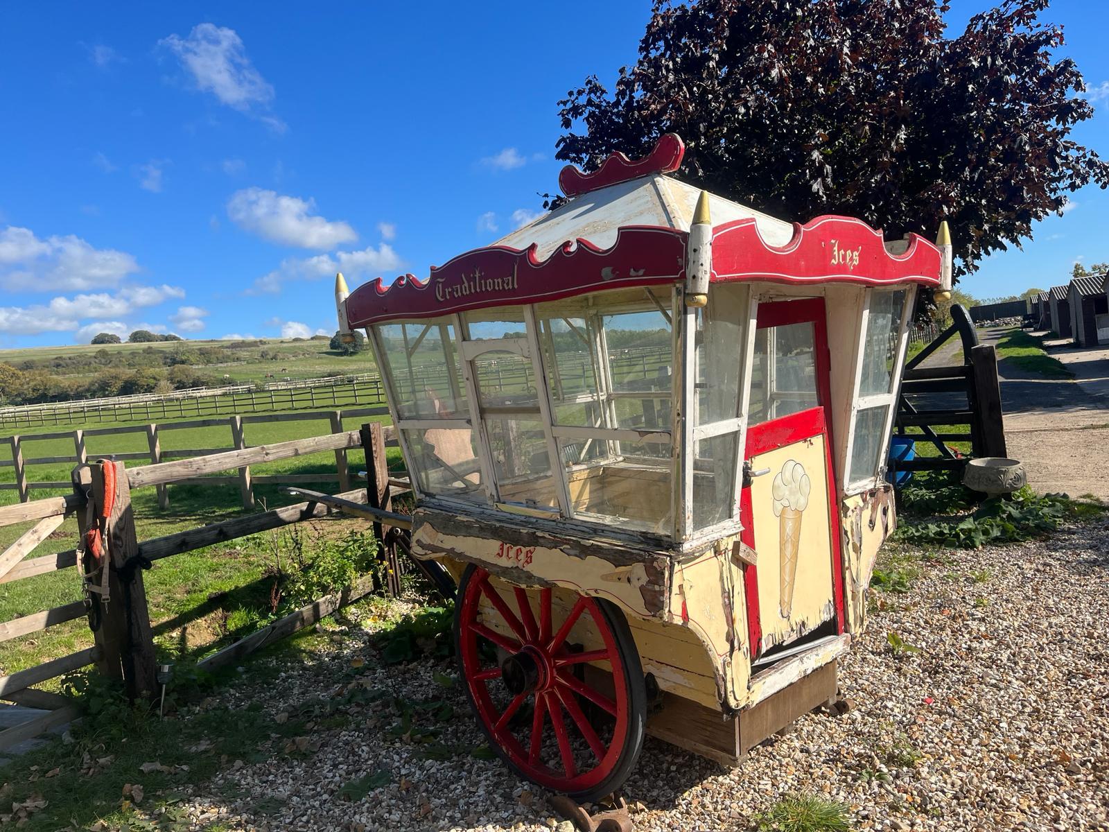 ICE CREAM VAN, a two-wheeled vehicle with rubber tyred wheels painted red. - Image 6 of 6