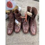 Two pairs of brown leather boots