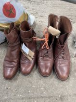 Two pairs of brown leather boots