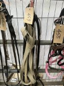 Two pairs leather draw reins, 2 pairs side reins, 2 lunge attachments, and a webbing lunge line