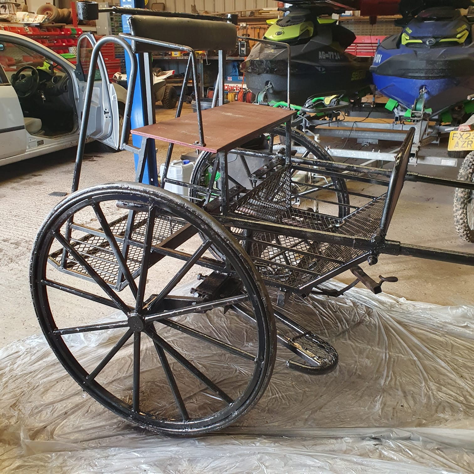 MARATHON CART, 2-wheeled with rubber tyres, painted black. - Image 3 of 3