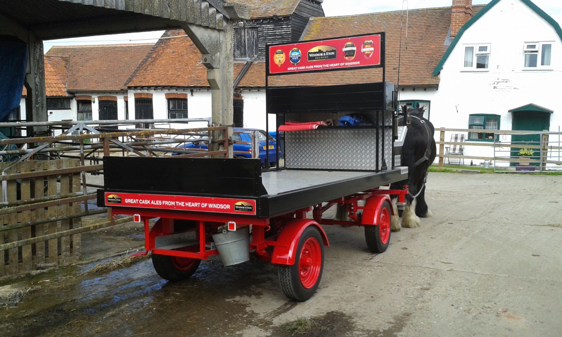 DELIVERY DRAY on rubber tyres with metal bodywork to suit a pair 15-18hh.
