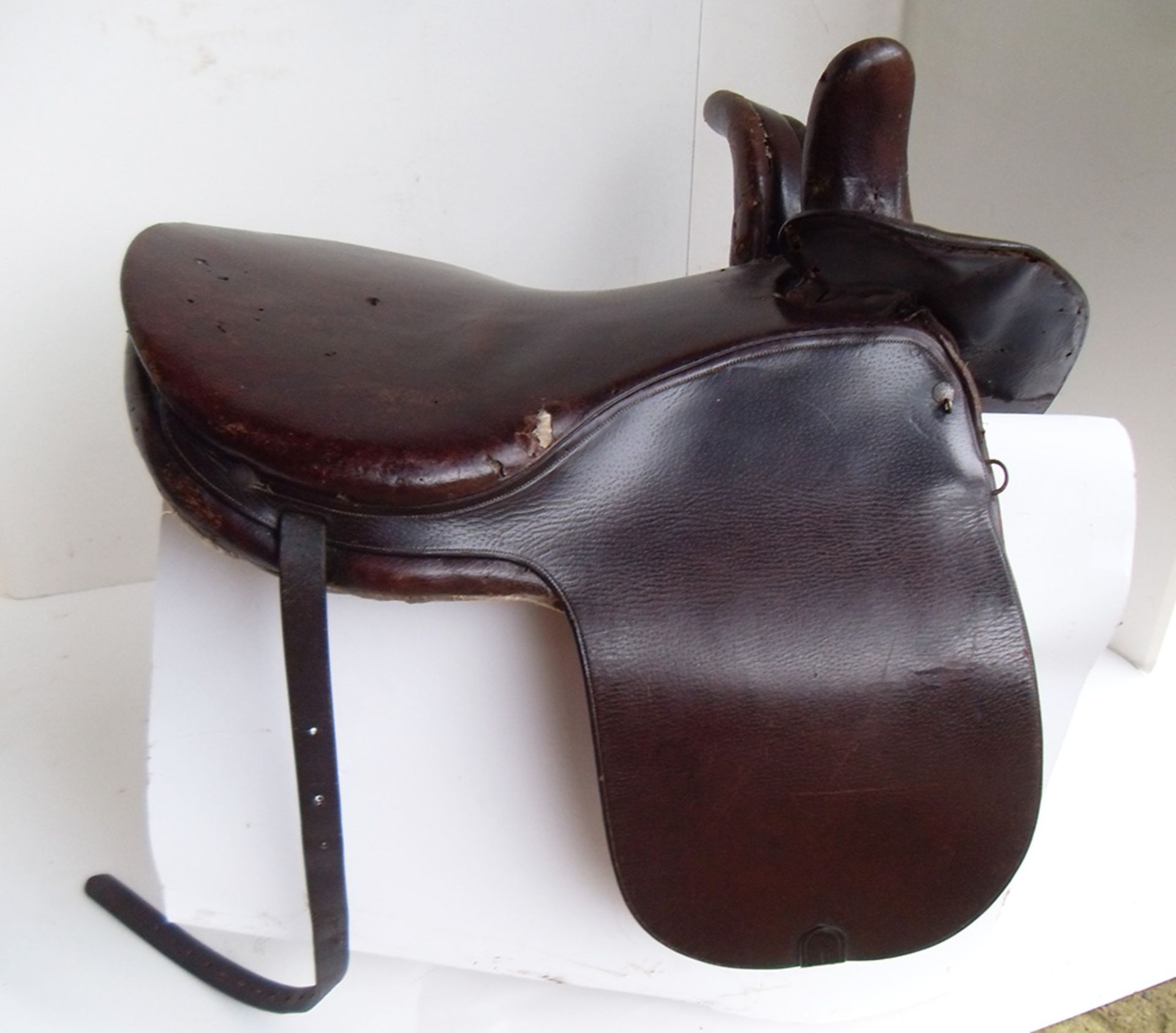 Brown leather traditional side saddle