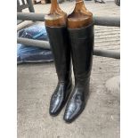 Leather boots with original trees, size 9