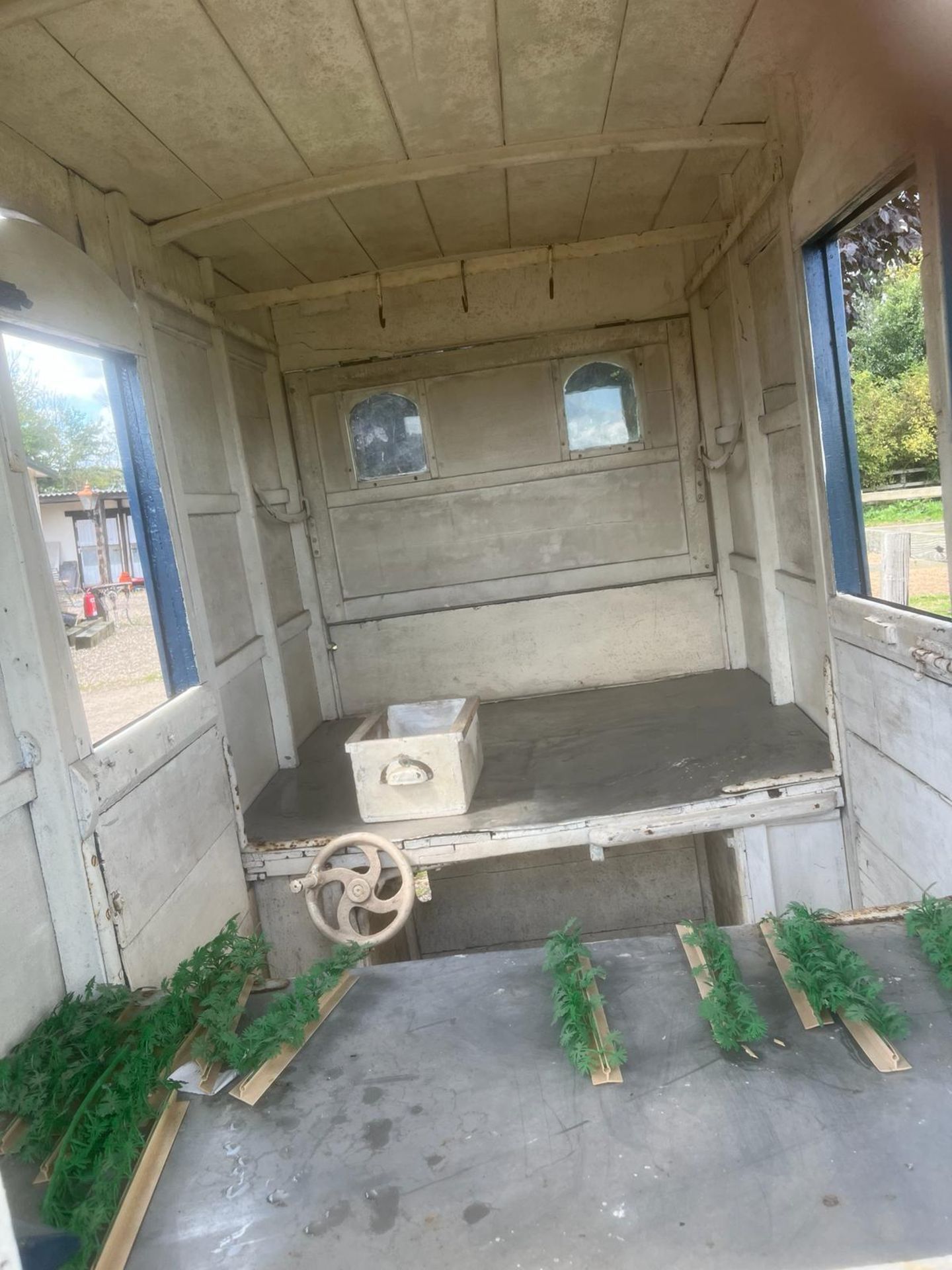 AMERICAN BUTCHER'S SHOP, a 4-wheeled enclosed van painted dark blue and yellow on iron tyres. - Image 13 of 14