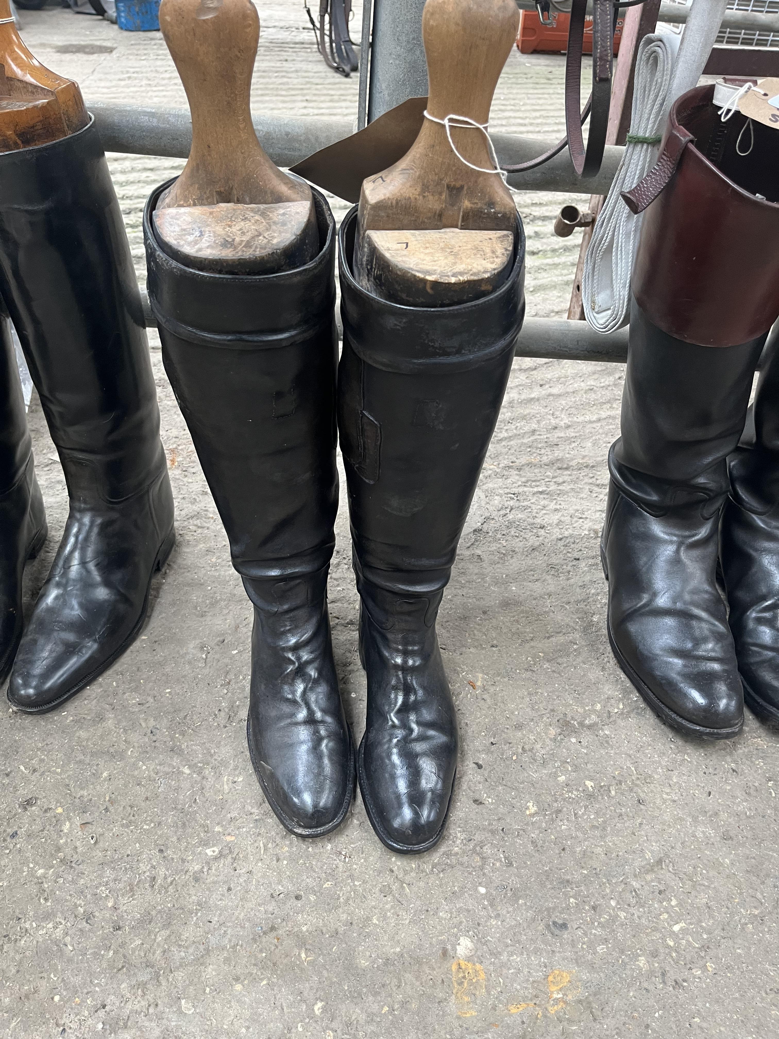 Leather boots with original trees, size 7