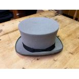 Grey top hat by Dunne in hat box