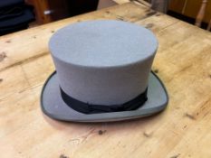 Grey top hat by Dunne in hat box