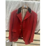 Man's red hunting coat, size small/medium, with WKH brass buttons