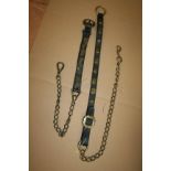 Two heavy horse lead reins with brass decoration studs