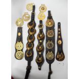 Five straps of horse brasses and single brasses