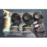 Bag of new rubber curry combs, miscellaneous grooming and first aid products