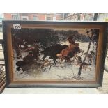 A quantity of framed and glazed carriage-related prints and paintings including