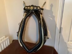 Heavy horse collar with brass hames and hame plate