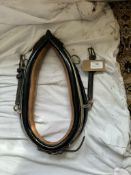 Black patent collar with brass hames 21"