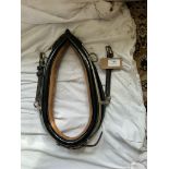 Black patent collar with brass hames 21"
