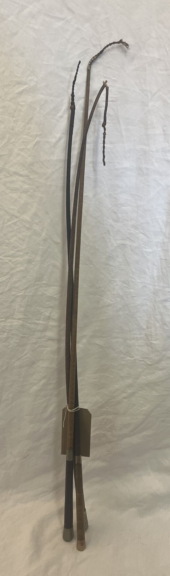 Lady's whip by Swaine & Adeney of London; Lady's whip with a silver end and another lady's whip