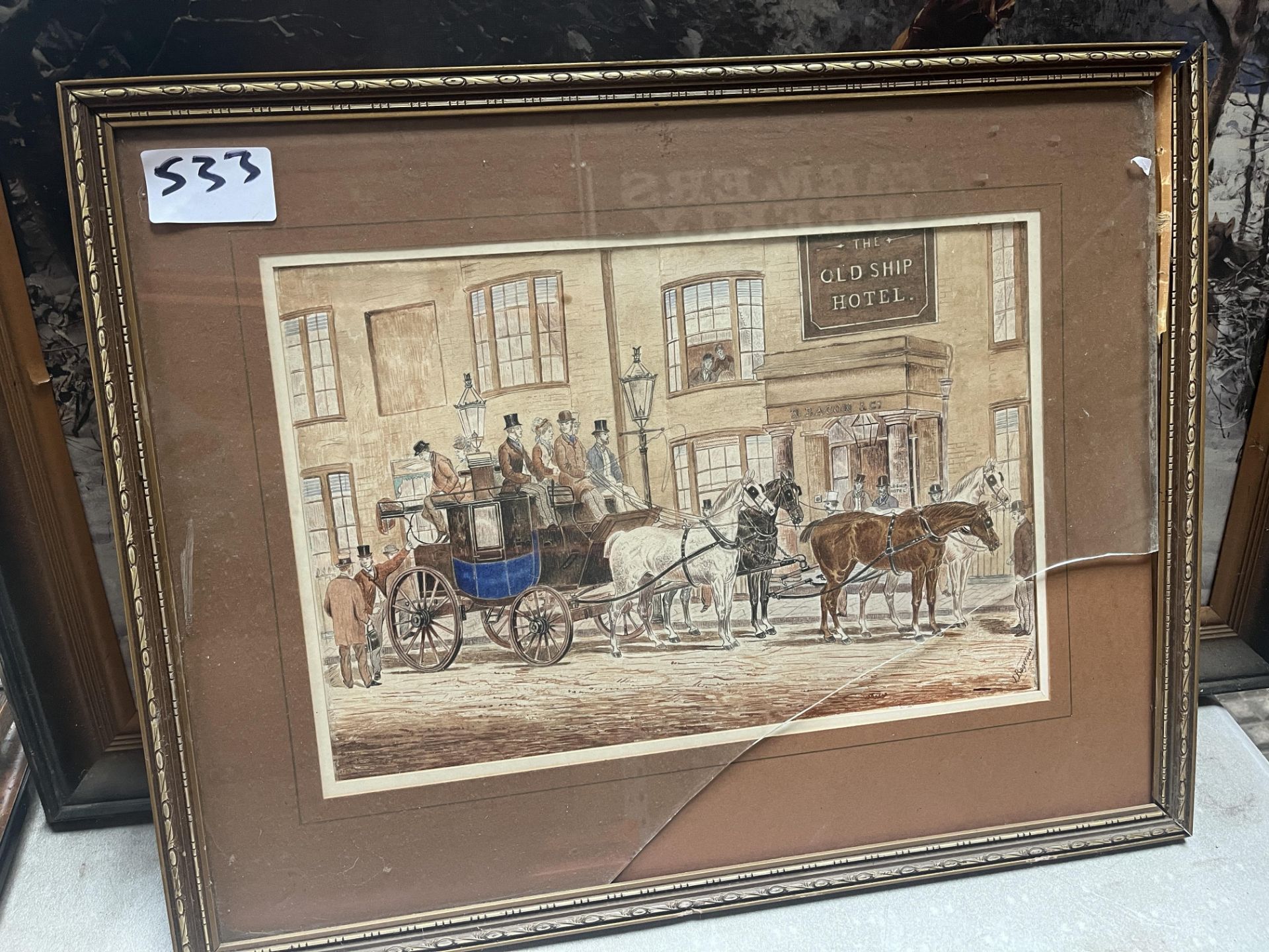 A quantity of framed and glazed carriage-related prints and paintings including - Bild 9 aus 15