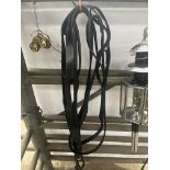 Pair of black leather ladder driving reins. This lot carries VAT.