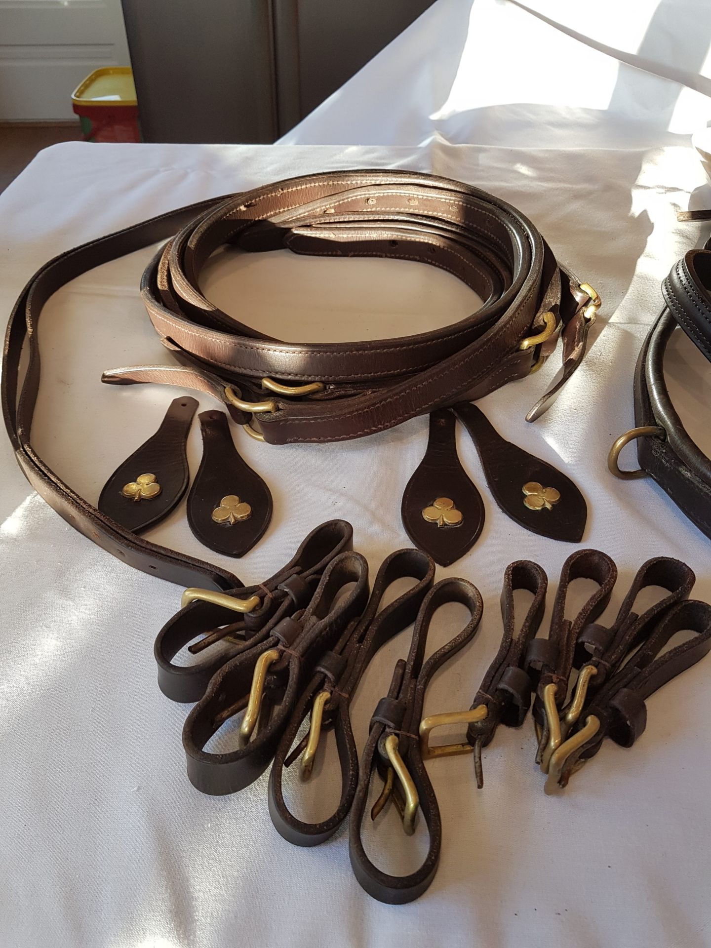 Small Shetland pony Pair set of brown English leather breast collar harness - Image 3 of 3
