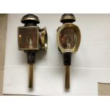 Pair of brass horseshoe front carriage lamps