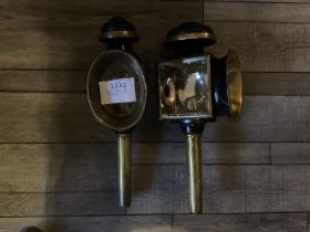 Pair of brass oval lamps by Mills of Paddington