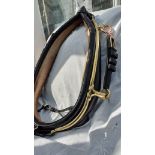 Patent leather show collar, 22" x 9 1/2" with gold plated hames